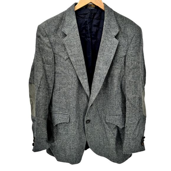 Farah of Texas Countrywear Other - Farah of Texas Blazer Mens 42S Gray Tweed Wool Suede Patches Vintage USA